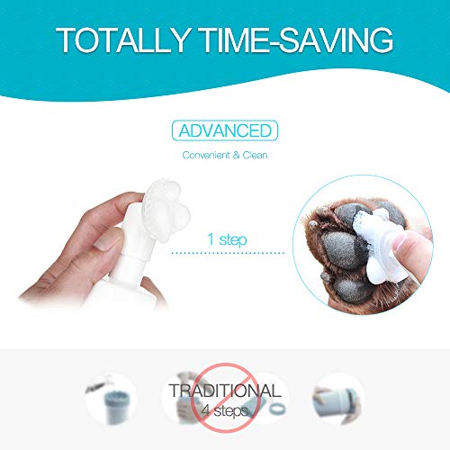 Pupmate Paw Cleaner, No-Rinse Waterless Shampoo Dogs Cats Feet Cleaning Silicone Pet Grooming Brush, Rose Scent, 6.8 Oz, Unique Design Pet Shampoo #TOP2