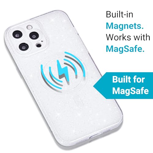 Svanove Glitter Case for iPhone 15 Pro Max Phone Case Magnetic Compatible with Magsafe, Sparkle Bling Shiny Sparkly Cute Girly Design, Trendy Aesthetic Hard Mag Cover for Women Girls, White by Svanove - Used condition - Image 4