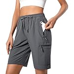 Women's Lightweight Hiking Cargo Shorts Quick Dry Athletic Shorts for Camping Travel Golf with Zipper Pockets Water Resistant