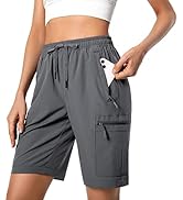 Hugut Women's Lightweight Hiking Cargo Shorts Quick Dry Athletic Shorts Camping Travel Golf Zippe...