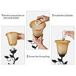 Touch Control Table Lamp with 2 USB Charging Ports, 3-Way Dimmable Bedside Nightstand Lamps, Amber Glass Shade Vintage Rural Leaf Lamp for Living Room, Bedroom, Dresser, LED Bulb Included (Bronze) - Image 5