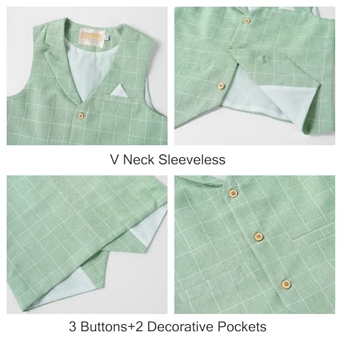 Image of Summer Boys Suit Dress Clothes Kids Wedding Ring Bearer Outfit 4Pcs Shirt Vest Shorts Set