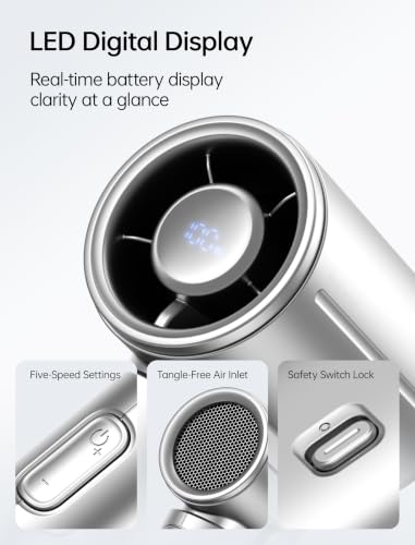 Image of JISULIFE Mini Handheld Fan Life9S - Sleek Chrome: Turbo Power, 22 Hours Cooling, LED Display, 5000mAh, 5-Speed, Small Portable Fan for Travel, Cruise, Concerts, Trendy Gifts for Women Men-Silver