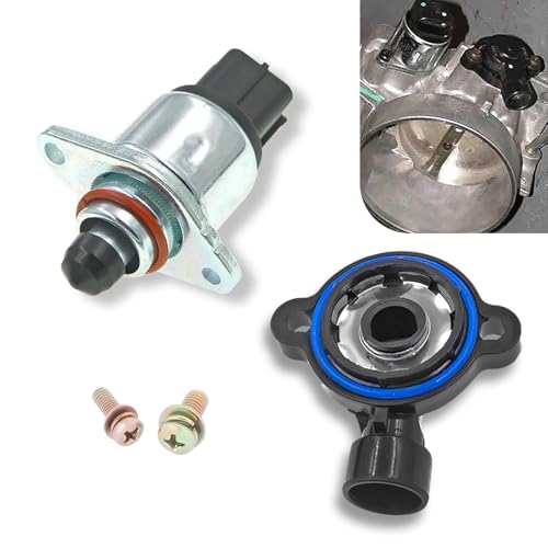 GRANDI 2 PCS Throttle Position Sensor Fuel Injection, Idle Speed Control Valve Sensor Repair Kit, Interior TPS IAC Replacement, Compatible with Buick Chevrolet (Silver & Black)