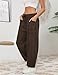 Athlisan Womens Baggy Barrel Pants Wide Leg Lounge Drawstring Sweatpants with Pockets(Coffee-S)