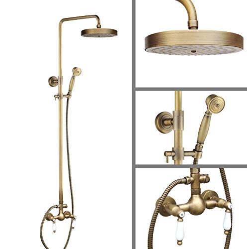 Pomme de douche de pluie ronde rétro laiton mitigeur double poignée céramique