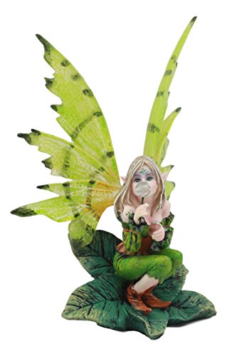 Ebros Mythical Goddess Green Earth Pixie Dust Fairy Blowing Crystal Bubble Statue 6" Tall Whimsical Tribal Gaia Faerie Fantasy Sculpture
