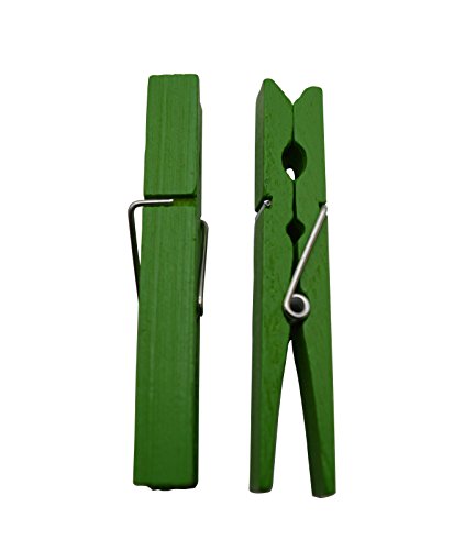 Wuuycoky - Pinzas para ropa de madera con resorte de 7,4 cm, color verde, 60 unidades Cover