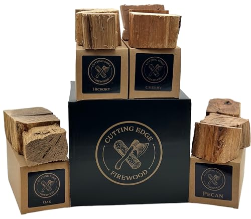 Cutting Edge Firewood Gourmet BBQ Smoking & Grilling Chunks - Variety Pack Smoking Wood – Large Pieces - Cherry, Hickory, Pecan, Oak