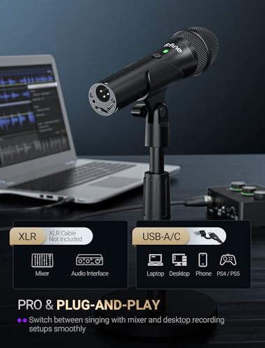 FIFINE USB/XLR Dynamic Microphone for Podcast Recording, Studio Handheld Mic with Desktop Stand for Vocal, Voice Over, Streaming, Black-AmpliTank TANK2 - Image 4
