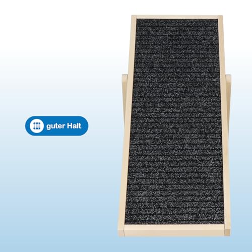 Muntel Hunderampe, Hundetreppe aus Holz, verstellbar, Hunderampe für kleine Hunde, Rampe für Hunde,Hunde Treppen,Höhenverstellbar, Schwarz/Holz, bis 40 kg belastbar.