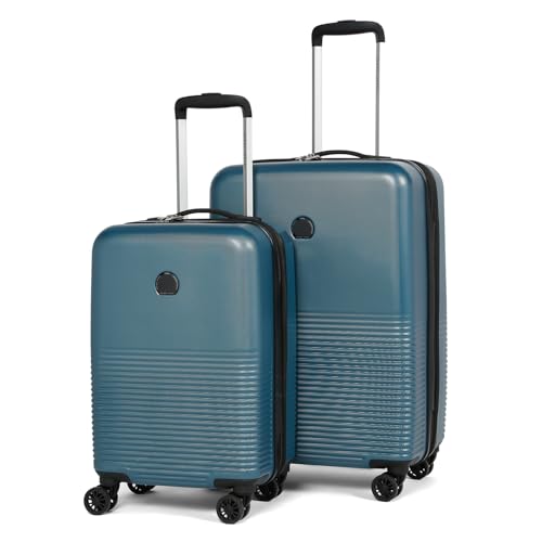 DELSEY PARIS Marina Range the Set of 2 Luggage 55 Cms + 66 Cms (Small) & Medium Size Polycarbonate 8 Wheels Blue Hardside Trolley Bag/Suitcase/Lugguage