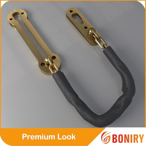 Image of Boniry Heavy Duty Door Chain Lock | Stainless Steel Security Latch for Main Door | Child Safety Guard Chain Lock for Home, Hotel & Office - Brass