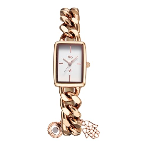 Fastrack Stainless Steel Vyb Prodigy Quartz Analog White Dial Rose Gold Chain Strap Watch for Women-Fv60048Wm01W, Band Color:Gold (B0DDKCMRZV) Amazon Price History, Amazon Price Tracker