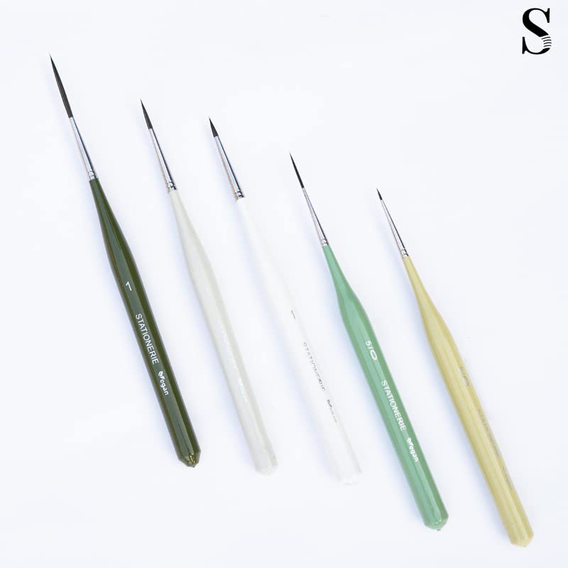 Image of Stationerie Standard Size Ultra Liner /Detailing Paint Brush Set for Professional Artist Miniature Premium Handmade Paintbrush Set for Acrylic, Watercolor & Gouache Painting Set of 5