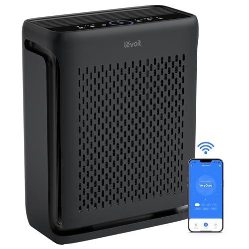 Image of LEVOIT Air Purifier for Home Large Room Bedroom Up to 1110 Ft² with Air Quality Monitor, Smart WiFi, Washable Pre-Filter, HEPA Sleep Mode for Pets, Allergies, Dust, Pollen, Vital 100S-P, Black