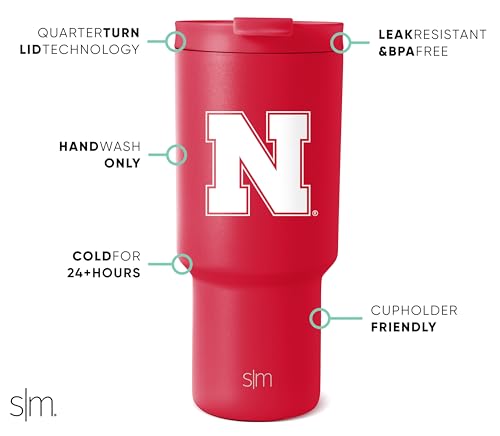 Image of Simple Modern Nebraska Cornhuskers Tumbler with Straw | 30oz | Collegiate