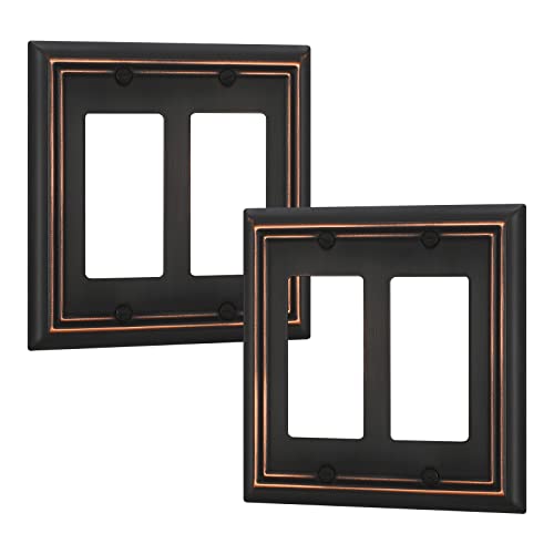 DEWENWILS Duplex Outlet Covers, Aged Bronze Outlet Wall Plates, 4.92" x 3.14" Light Switch Cover Plates, Metal Electrical Outlet Cover Plates, 2 Pack 1 Duplex 2PK Aged Bronze