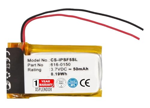 XSPLENDOR 3.7V Replacement Battery for Apple iPod Shuffle 4th 5th PN 616-0150, 616-0548 50mAh