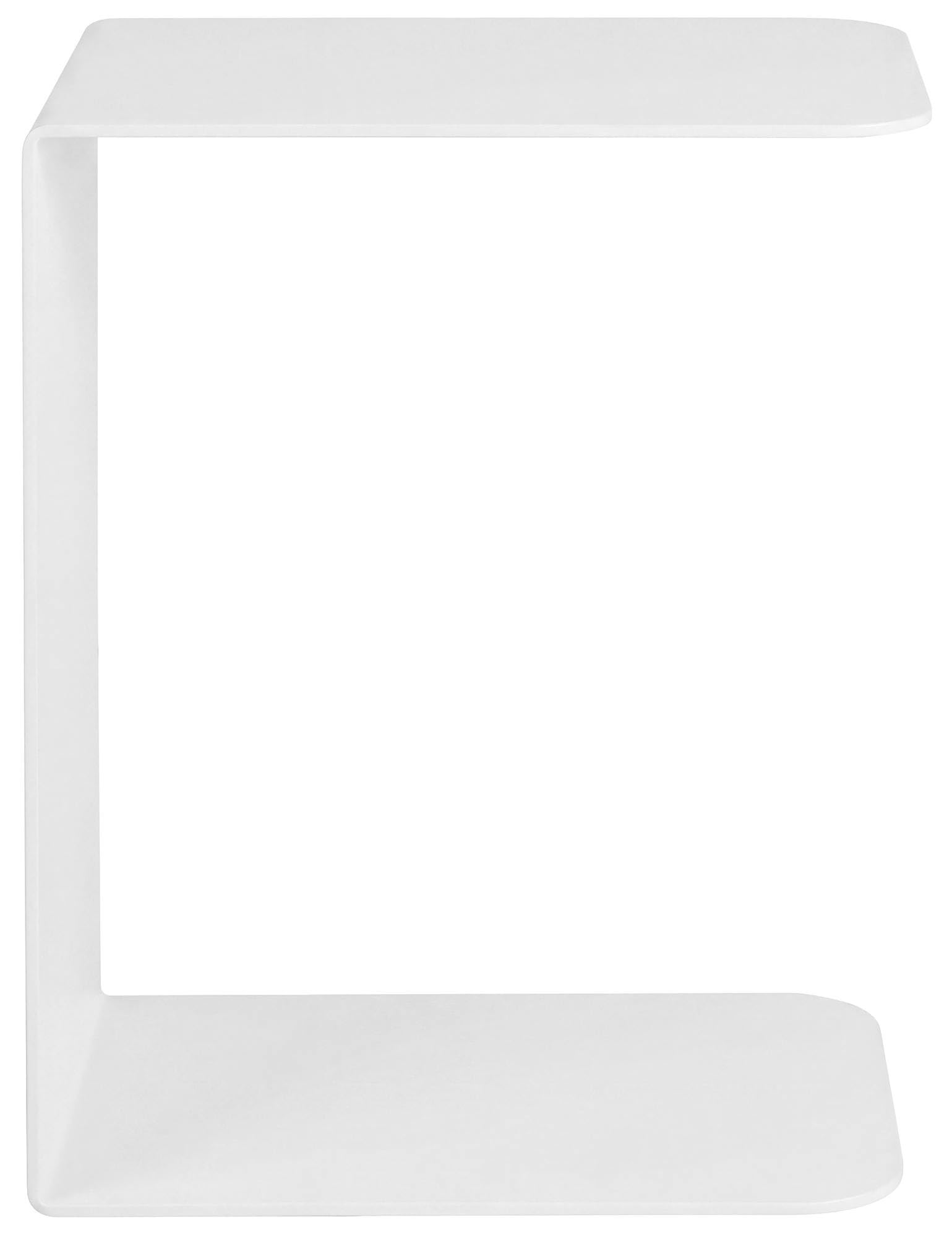 CLP Beistelltisch Couch klein Selby, Couchtisch C-Form Metall, Wohnzimmertisch modern aus massivem 5mm Stahl pulverbeschichtet, Farbe:weiß, Größe:48 cm
