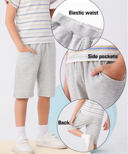 GFQLONG Toddler Boys 3 Pack Cotton Sport Jogger Shorts,Kids Summer Solid Active Short Pants4