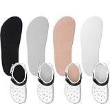 Velmitten 4 Pairs Shoe Insole for Clog Garden Shoe Liner Washable Barefoot Insert Sockless Pad for Women Men Nurse (Black,White,Gray,Khaki)