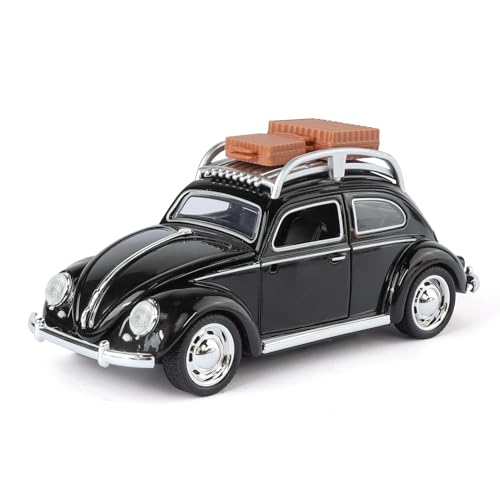 Image of imtfzct 1:32 Scale Volkswagen Beetle Die-Cast Model Toy with Sound and Light & Pull-Back Function, Collectible Classic Replica for Playing and Displaying, Age 3+ Black