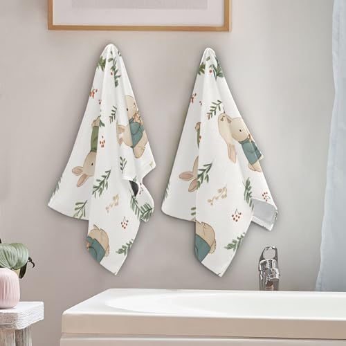 Toallas de mano de conejo de baño, absorbentes y decorativas en pack de 2 5