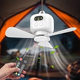Akku Deckenventilator mit LED Beleuchtung & Fernbedienung...