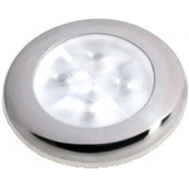 Hella Marine Slim Line LED 'Enhanced Brightness' Round Courtesy Lamp - Warm White LED - Stainless Steel Bezel - 12V