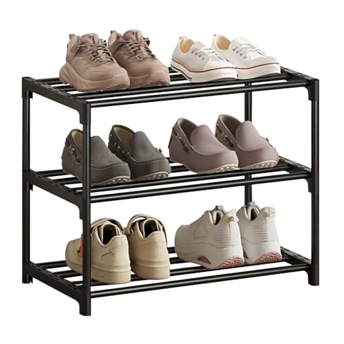 XIANGLV Étagère à chaussures à 3 niveaux, petite étagère à chaussures mince, revêtement antirouille, adaptée pour dortoir, maison de location, balcon,...