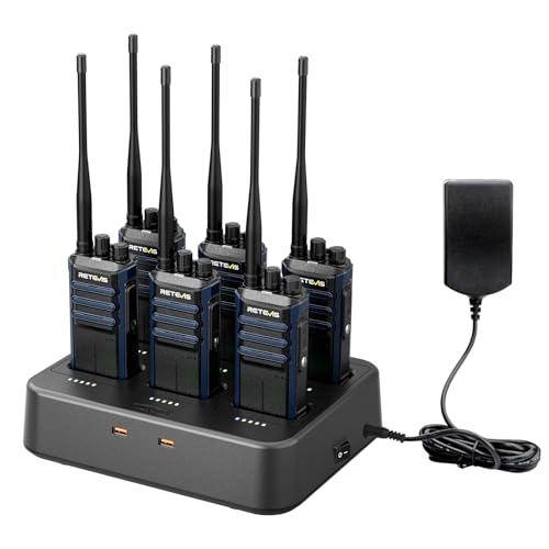 Talkie walkie longue portée Retevis RT86A lot de 6 noir avec chargeur 6 voies pour professionnels