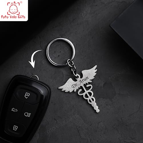 Image of Personalized Name Keychain Stainless Steel | Custom Engraved Metal Keyring for Doctor, CA, Advocate, Rider & Car Lovers | Unique Gift for Men & Women