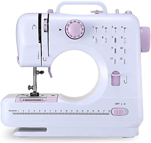 Sewing Machine Household Sewing Machine for Beginners Multi-Function 505A Mini Sewing Machines with Built-in 12 Floral Stitches Hand-held Tailor Machine for Fabric Pets Children's Cloth