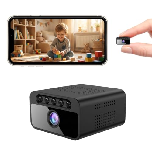 AOBOCAM Camara Espia,1080P Bluetooth Mini WiFi (2.4GHz) Cámara para Ver En El Movil, Interior/Exterior Mini Cámaras De Vigilancia inalambricas con Visión Nocturna Detección De Movimiento (ESA18)