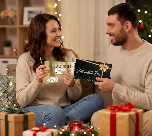 LEOINAER 2 Stück Goldenes Ticket Gutschein – Rubbel-Gutschein mit Umschlag – Kreative Wunschgutscheine für besondere Anlässe – Geschenkidee für Freundin, Mama, Kind