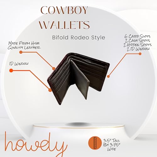 Urbalabs Mens Western Wallet Floral Cutout Layered Maroon Coffee Leather Mexican 50 Peso Design Bifold Style Cowboy Hand Crafted High End Mens Wallets Leather Bull Rider Rodeo Gifts For Men3