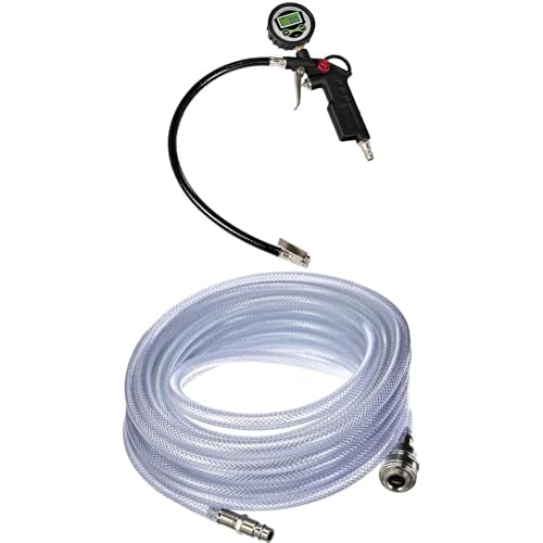 Manomètre digital pneu Einhell avec pistolet gonflage compresseur air et tuyau PVC