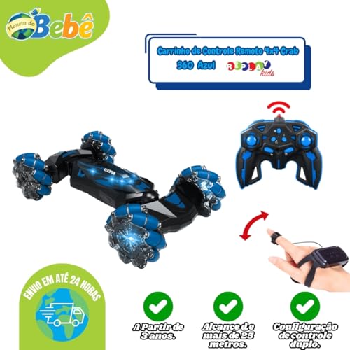 Replay Kids Carrinho de Controle Remoto e Relógio Crab 360º (Azul)