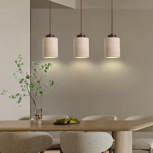 Lámpara colgante de piedra nórdica con luz cilíndrica para isla de cocina 5