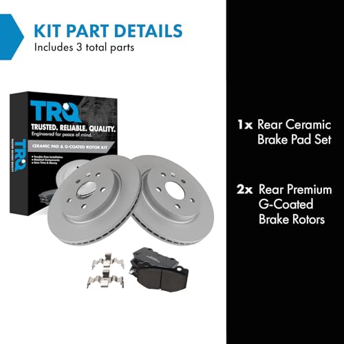 Image of TRQ Rear Brake Pad and Rotor Set Ceramic Coated Rotors Compatible with 2016-2020 Chevrolet Camaro