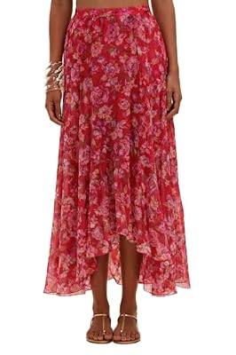 PATBO, Peony Print Lycra Maxi Skirt, S