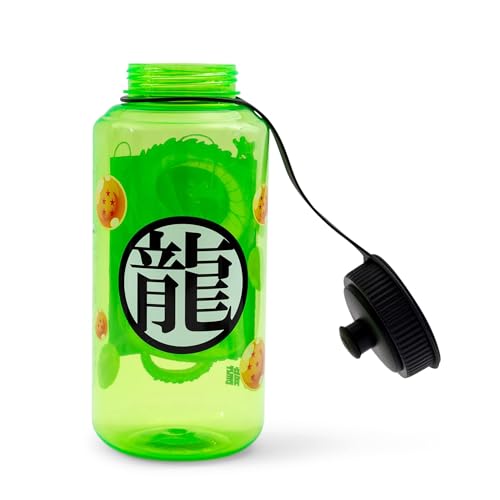 Dragon Ball Z Shenron Plastic Water Bottle With Spill-Resistant Sports Cap Lid | Holds 32 Ounces