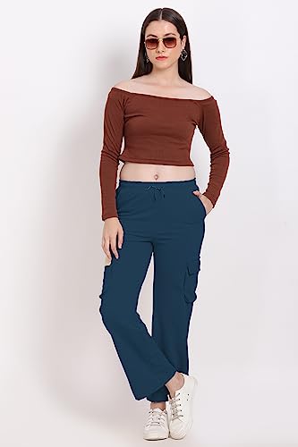 Image of Women's Cotton Fabric Stylish Cargo Pocket Lower /Sweatpants