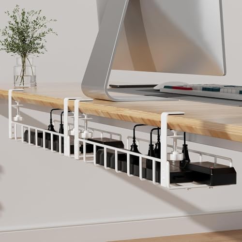 2 Pack Cable Management Under Desk Tray, 31.4" No Drill Under Desk Wire Management with Upgraded Clamp, Metal Cord Organizers for Desk with Cable Organizers, PC Cable Management Rack (2PACK-White) (B0D9D2F2DM) Amazon Price History, Amazon Price Tracker