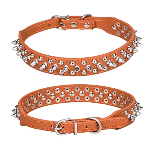 Spiked Dog Collar Small Rivet Spike Studded Puppy Girl Female Boy Little Pet Kitten Adjustable Collars for Cats Cute Soft Pu Leather Spiky Stud Collar New Dark Blue S - Image 3