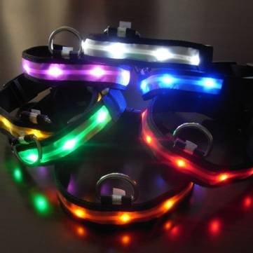 Kyz Kuv Size XL Nylon Safety Flashing Glow Light LED Pet Dog Collar - Pink