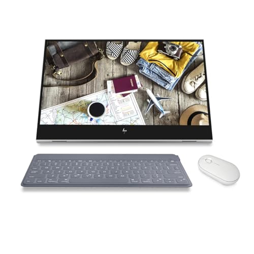 Image of HP EliteDisplay E14 G4 FHD (1920 x 1080) Portable Monitor, Keys to Go Keyboard, Pebble Bluetooth Mouse