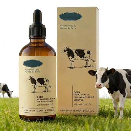 Retinol Gold Micro-Peptide Tallow Anti-Aging Serum with Beef Tallow, Hydrates, Firms & Improves Skin Elasticity, Nourishing Facial Essence for Moisturized, Lifted Skin, 3.38 Fl Oz