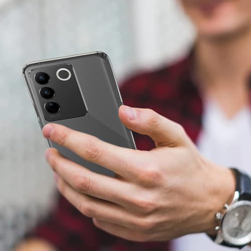 Image of Fashionury Crystal Clear Case for Vivo V27 Pro 5G | Yellowing Resistance | Transparent TPU Silicone | Raised Camera Lips | Slim Transparent Cover